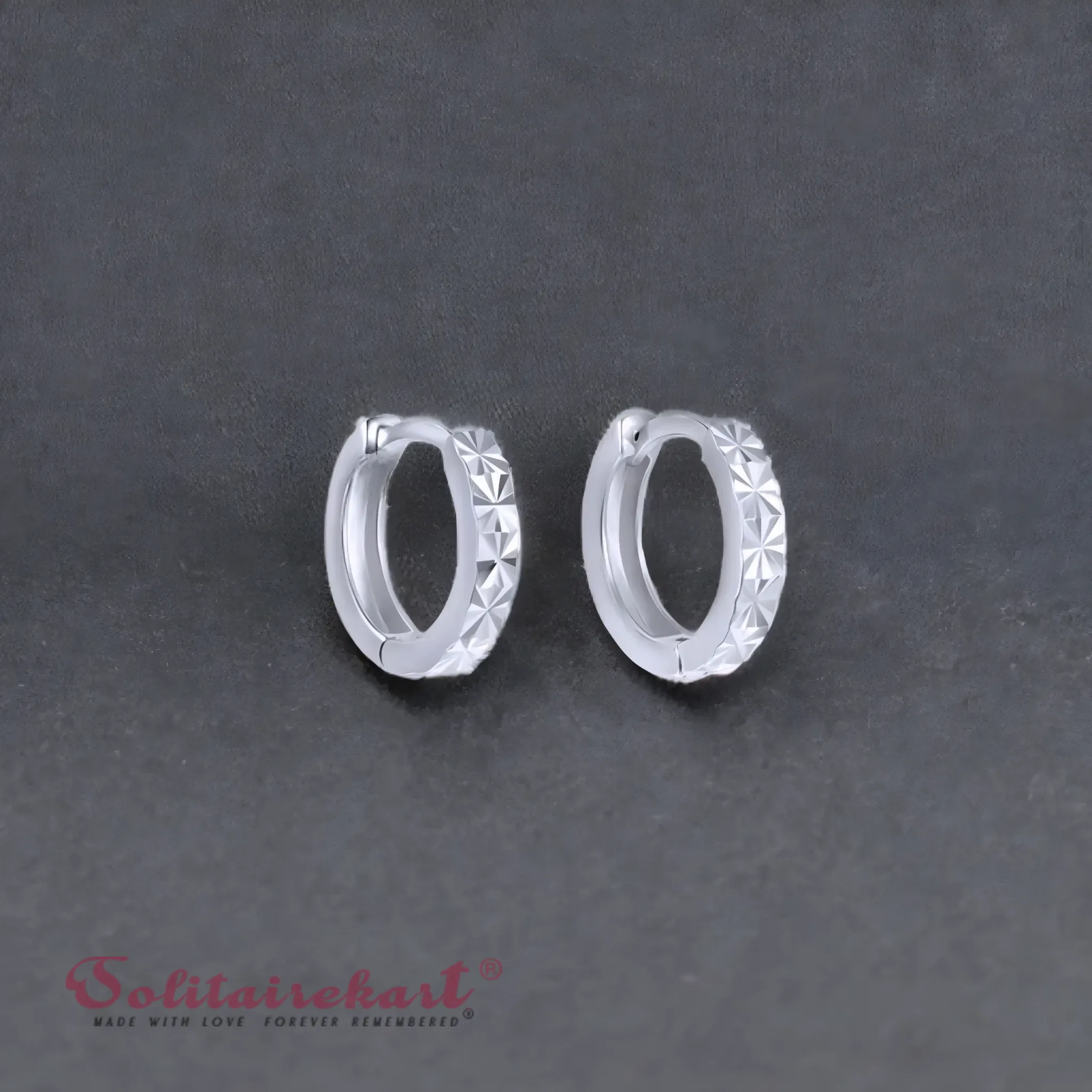 Solitairekart 2.81 Gram Geometric Textured Hoop Earrings